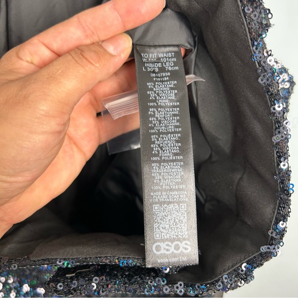 ASOS W40”plus short L30”holidays sequins straight leg pants full lining NWT - Picture 13 of 16
